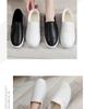 Versatile Women's White Slip-on Shoes - Autumn/Winter Flat Leather Sneakers for Nurses and Students