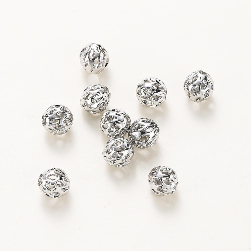 20Pcsbag 4Mm 5Mm 6Mm 18K Gold Plated Hollow Round Spacer Bead Brass Charm Bracelet Beading For Diy Jewelry Making Accessories