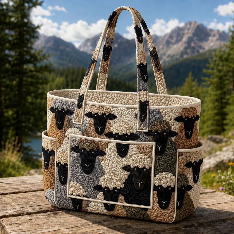Large Capacity Tote Bag Digital Print Quilted Single Shoulder Hand Carry Casual Travel