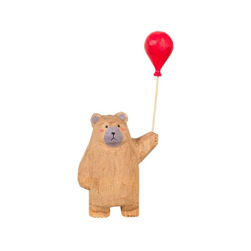 Drewniany Rzemieślniczy Niedźwiedź Trzymający Balon Dekoracja Domu Prezent Dla Dzieci I Przyjaciół