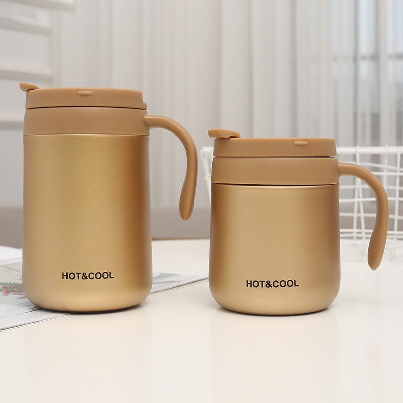 Stainless Steel Vacuum Tumbler 350/500ml, Double-Wall Insulated Mug with Handle for Coffee/Tea, Office Travel, Leak-Proof & Ergo