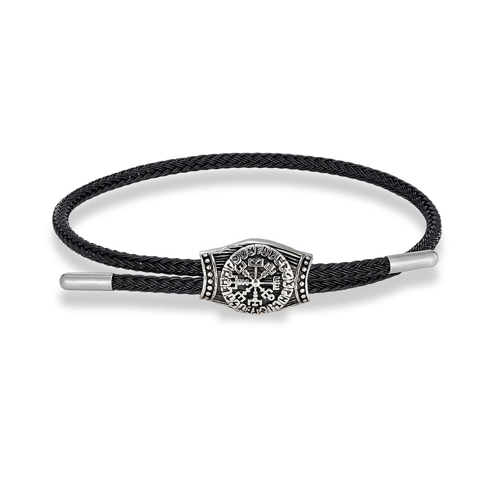 Viking Rune Bracelet for Men Stainless Steel Mjolnir Thor Hammer Norse Mythology Amulet Waterproof Steel Wire Male Wristband