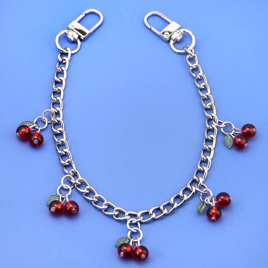 Rhinestone Cherry Bag Charm Cute Cherry Charm with Chain Sparkling Purse Charm for Women Handbag Clutch Tote Bag
