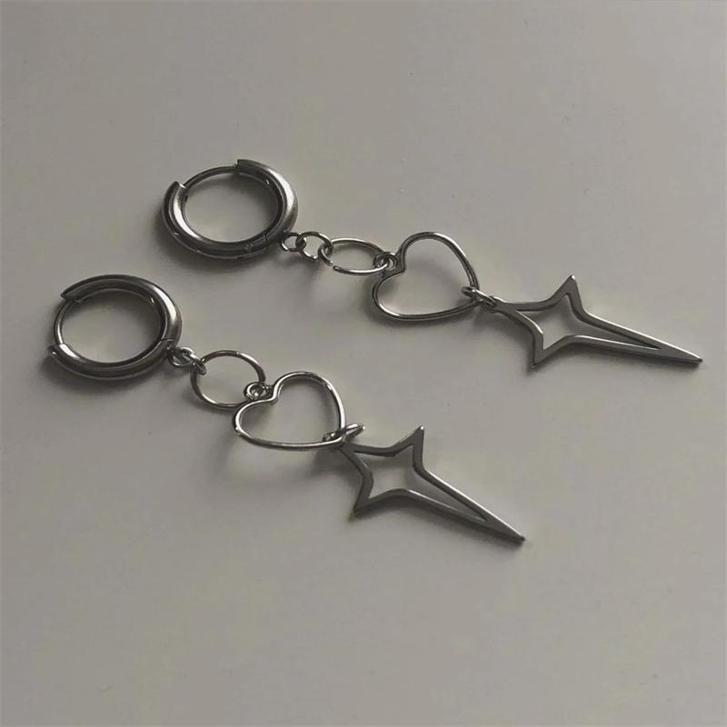 Classic Star Earrings | Grunge Jewelry Hypoallergenic Y2k Goth Edgy Alt Fairy Punk Aesthetic Dangly Chunky Coquette Minimalist