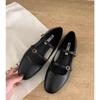 Mary Jane shoes autumn new retro fairy wind hollow flat bottom one word buckle with casual single shoes