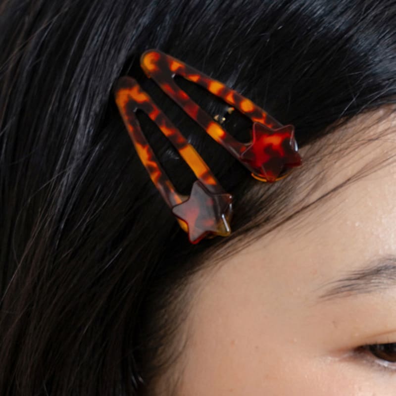 Geegee [2set] Leopard Star Hair Pin