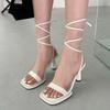2025 Summer New Ankle Strap Sandals Women Thin High Heels Lace-Up Dress Pumps Outdoor Gladiator Sandals Zapatos De Mujer