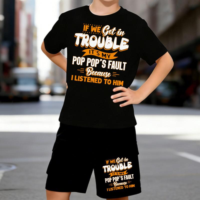 

Boys 2 Piece Naughty Print Outfit, Short Sleeve T-Shirt and Shorts Set for Kids Age 5-14, Black and White Sporty Casual Summer Clothes 5-6 Years чёрный