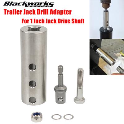 Stainless Steel Trailer Jack Electric Drill Adapter with 1/2Inch Socket Adapter Drill Bit Compatible with 1Inch Jack Drive Shaft