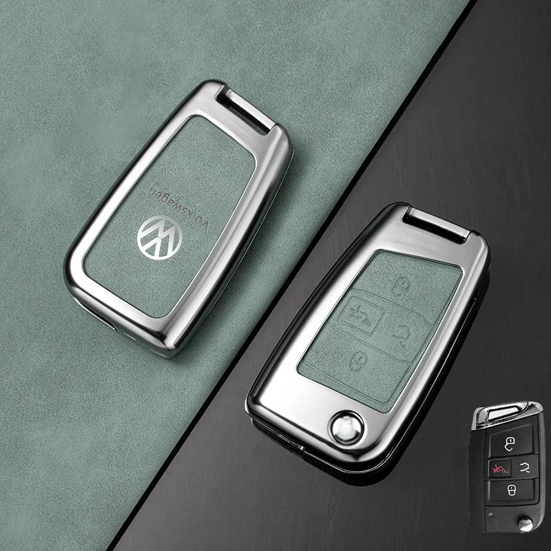 

2025 Hot 4 Buttons Zinc Alloy Car Remote Key Case Cover Shell Holder For VW Volkswagen Atlas Golf GTI Jetta Tiguan Keychain Acce