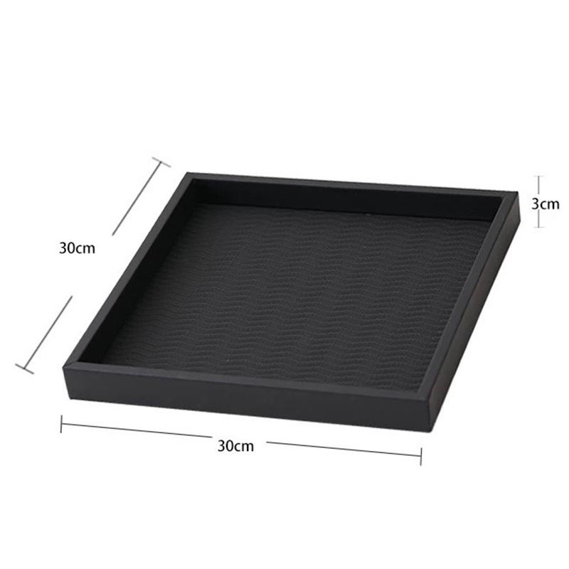 

Leather Woven Pattern Tray Wooden Decorative Storage Trays Modern Luxury Perfume Organizer Tray Rectangular Accessory Trays