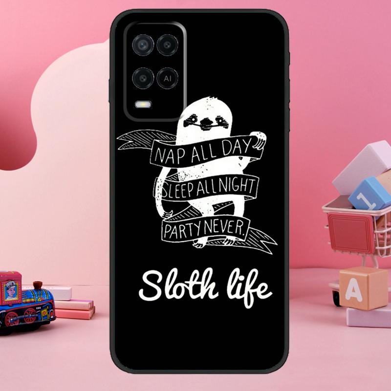 Cute Lovely Cozy Sloth Animal Case For Oppo A98 A78 A18 A38 A58 A60 A80 A40 A77 A57 A17 A74 A54 A94 A96 A76 A16 A15 A5 Pro
