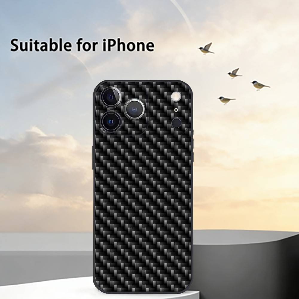 Car Carbon F-fibre Phone Case For iPhone 17, 16,15,14,13,12,11 Plus,Pro Max, Others Soft Black Cover