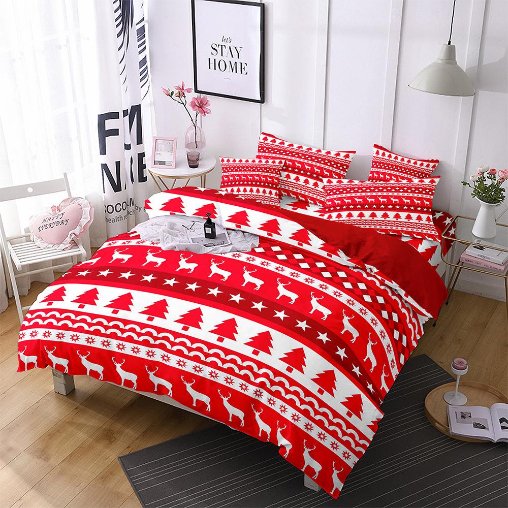 

Santa Christmas Print Duvet Cover with Pillow Cover Bedding Set Single Double Twin Full Queen King Size Bedroom Christmas Decor Eu Twin 135x200cm
