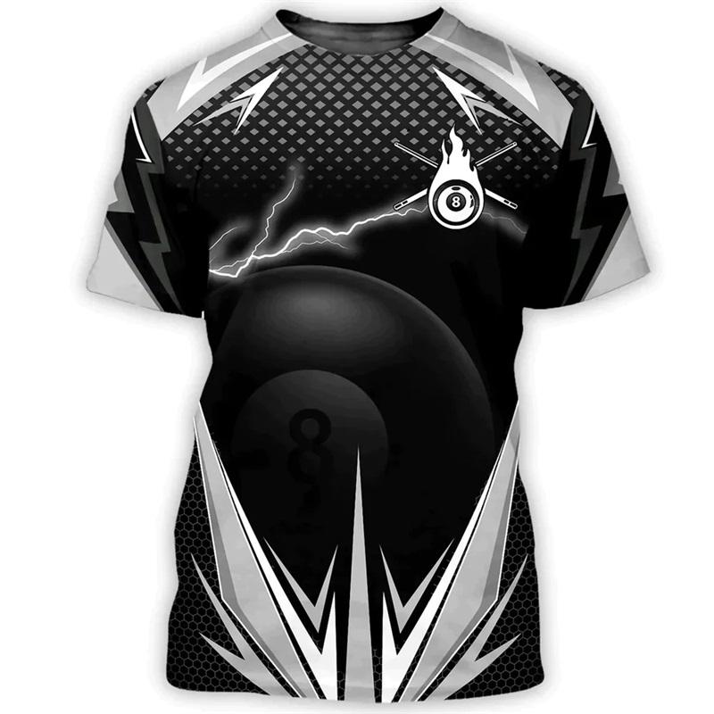 

All Over Print Billiards Snooker Graphic T Shirt For Men Summer Casual Oversized Short Sleeve Personalized Tee Shirts Clothes 6XL