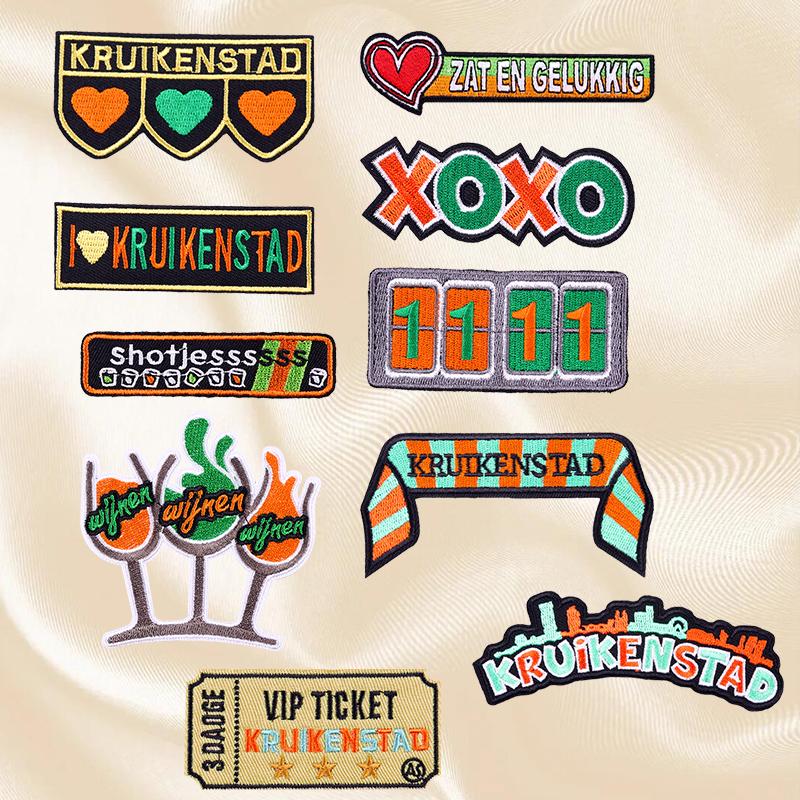 10pcs /Set Netherland Kruikenstad Emblem Embroidered Patches Iron On Patches For Clothing Netherland Carnival Patch Sewing Diy 