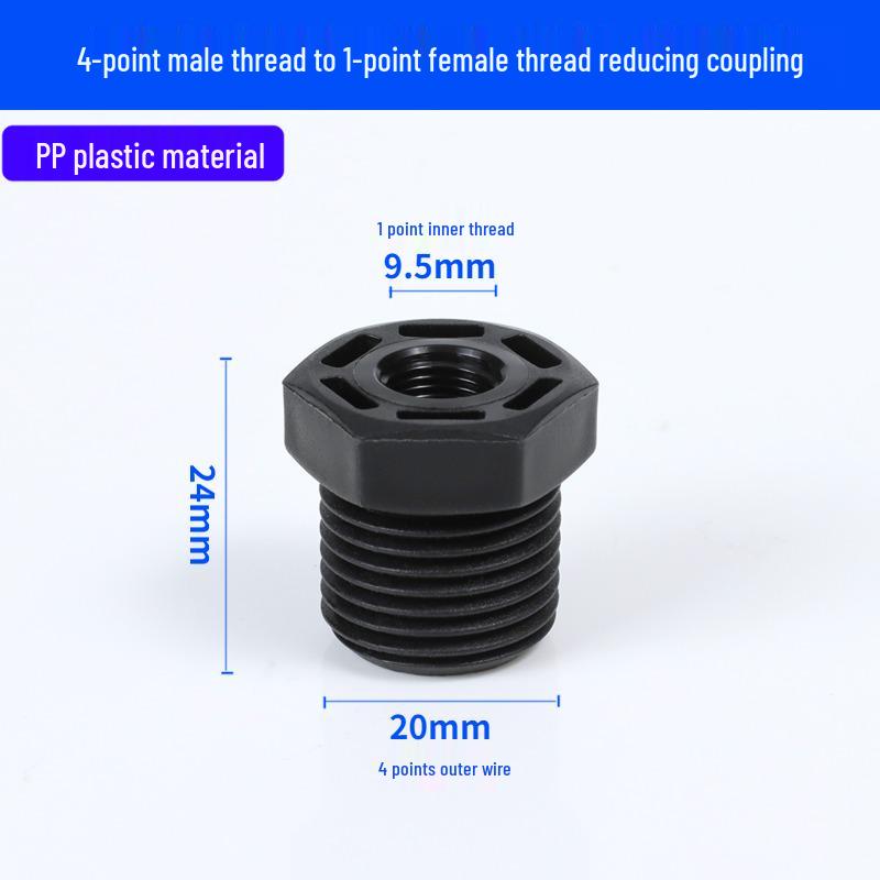 PP Plastic Threaded Connector - 1-Way, 2-Way, 4-Way Reducing Bushing Adapter for Water Pipe Nozzle Sprayer Accessories