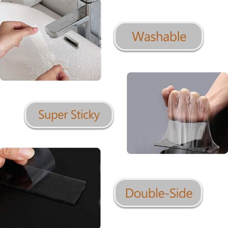

30mmx2mm Dual-Sided Nano Adhesive Tape Sticky Transparent Carpet Wall Tape Sticker,Length: 1m Type A