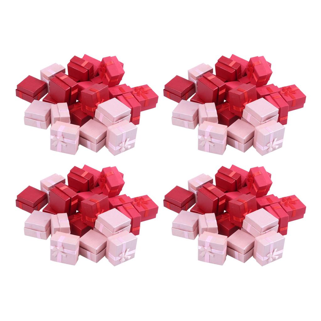 A74E-96-Piece Gift Box Set - Square Ring Jewelry Box For Anniversaries, Weddings, Birthdays, Assorted Colors