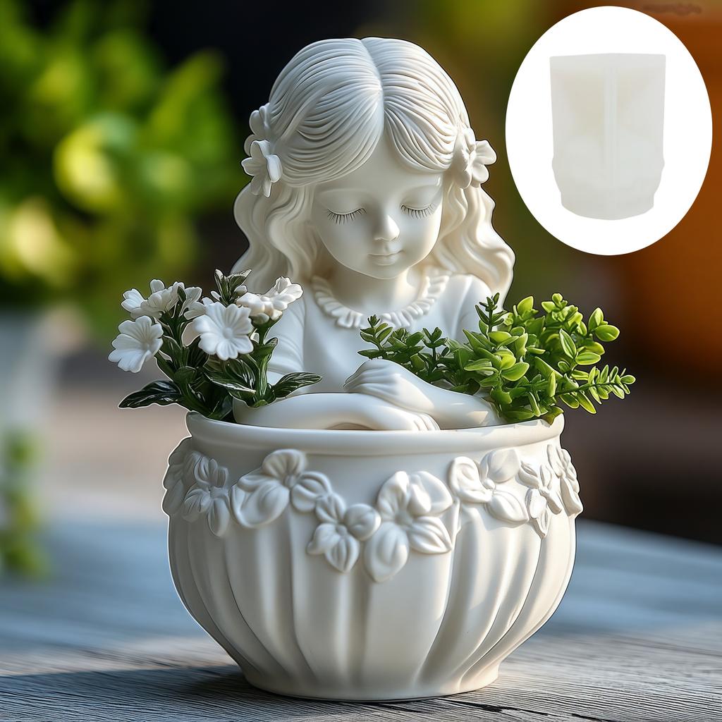 Andělská dívka sukulentní rostlina květináč pryskyřice silikonová forma krásná bohyně úložný box betonová forma dívka svícen sádrová forma