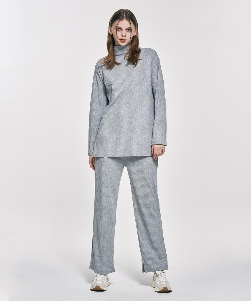 Waiowai Wide Elastic Banded Ribbed Pants_2 Colors