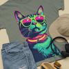 Comfort Colors Shirt, Cool Cat Vintage Tee, Unisex Tee, Cat Lover Gift, Weekend Tee, Teen Gift, Gift For Her, Gift For Him, Cat Art Tee