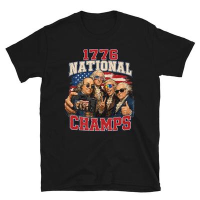 1776 National Champs Funny Patriotic America Founding Father T-Shirt and Kids Tshirt