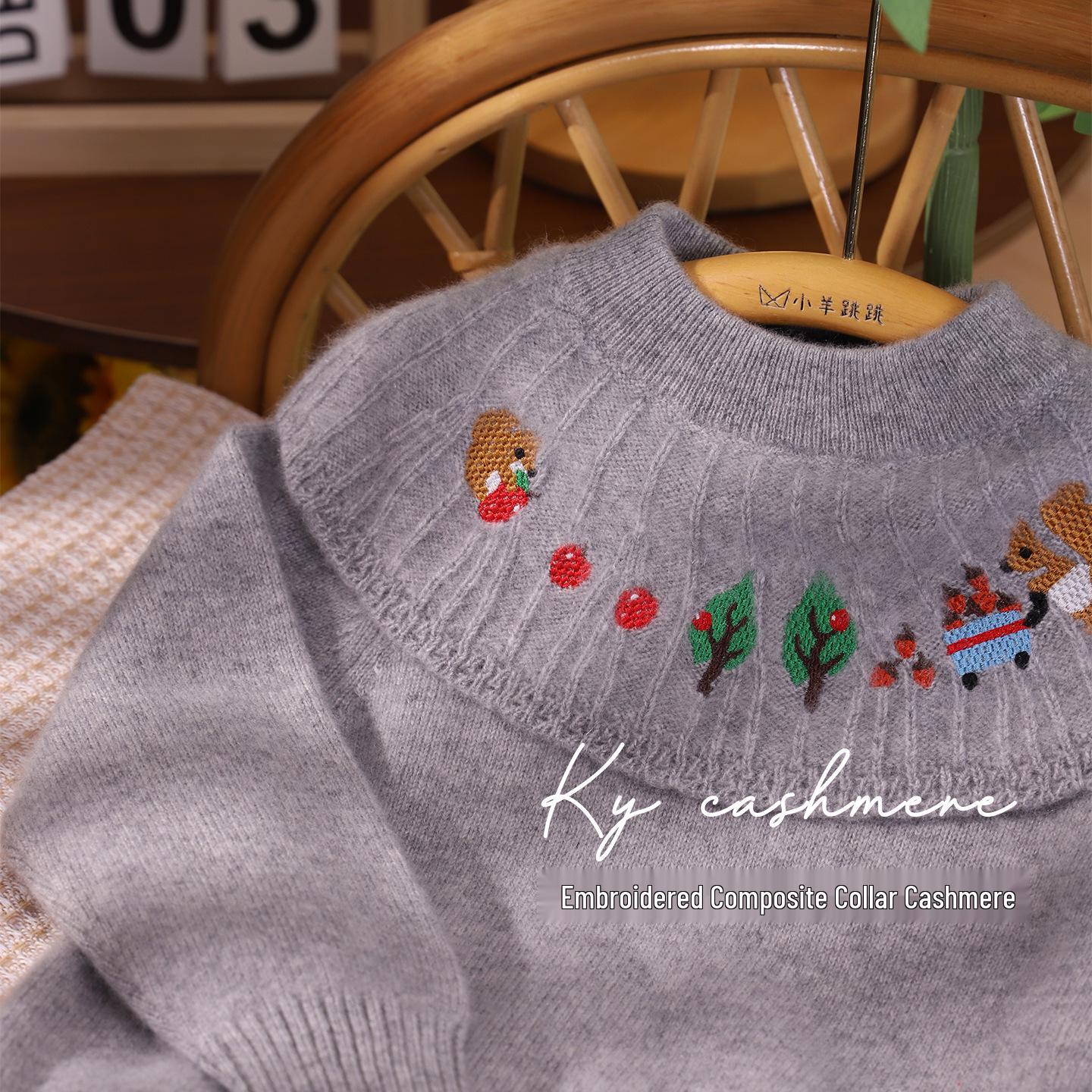

Little Sheep Winter Jumpsuit: New Style French Collar 100% Pure Cashmere Sweater for Girls 90 cm сірий колір