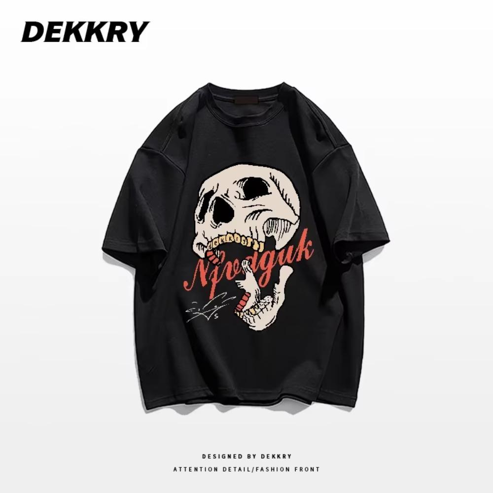 

Летняя модная тяжелая ретро мужская футболка с черепом из 100% хлопка с круглым вырезом и принтом, высокое качество, повседневная уличная футболка для фитнеса M