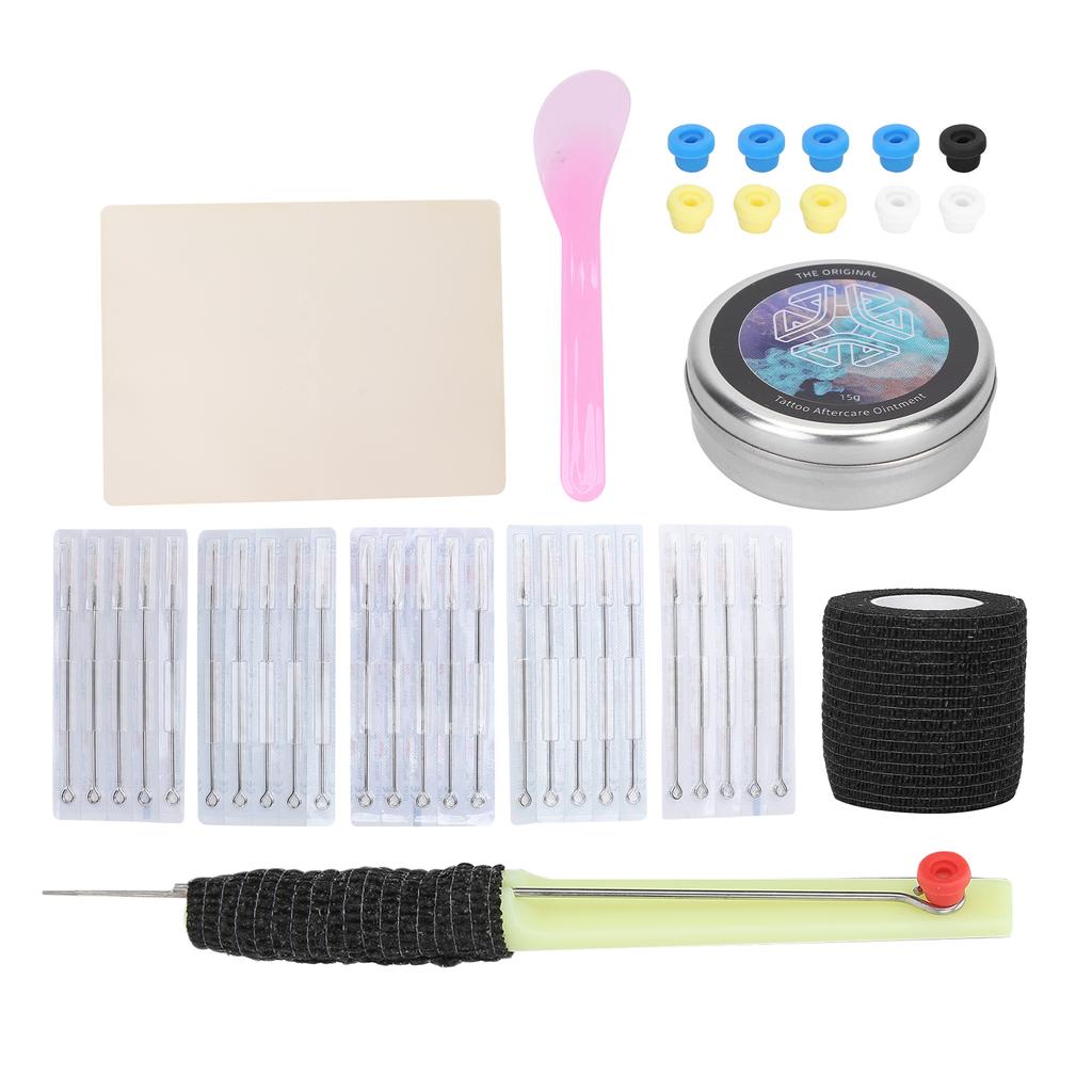 Professional Tattoo Pen Kit Tattoo Marker Needles Repairing Cream Bandage Set 15g