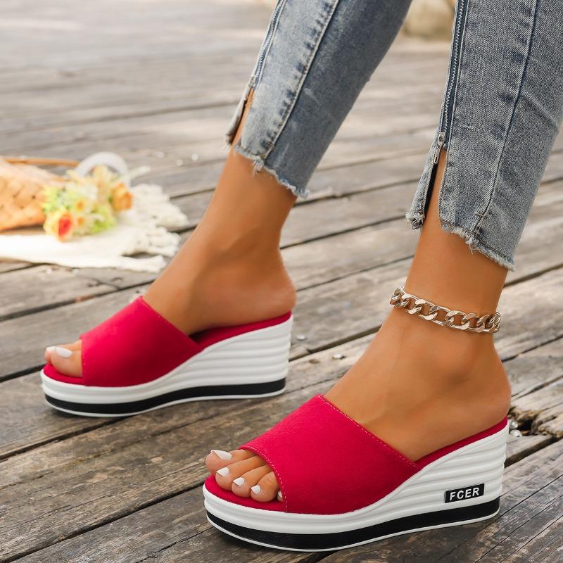 Women's Spring and Summer New Fish Mouth Wedge Slippers Wear European and American Fashion Casual Slipper