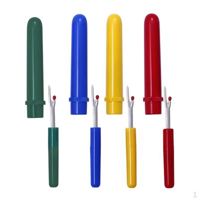 4 Pieces 8.2cm Steel Colorful Seam Ripper Sewing Tool Unpicker Hole Cutter with Plastic Cap
