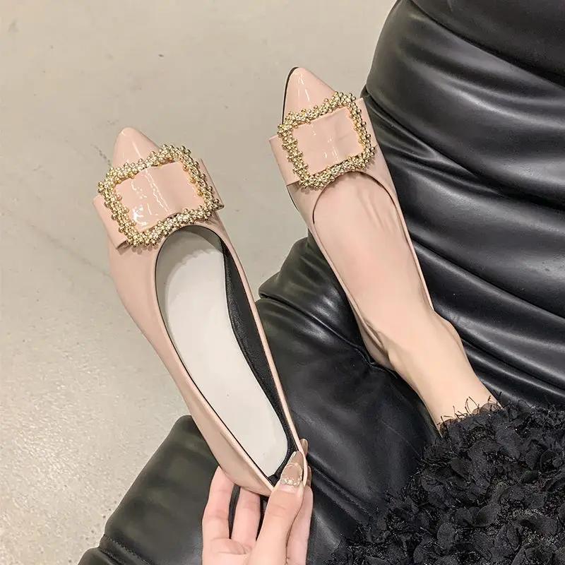 Fashion With Crystals Slip-on Pointed Toe Diamond Sexy Woman Flats Rhinestone Genuine Mark Offer Discount 39 Summer 2025 Shoes for Women