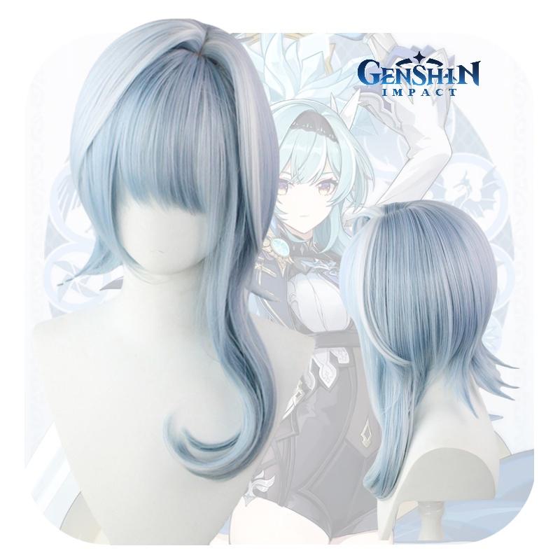 Cosplay Wig With Blue White Gradient Hightemperature Silk For Anime Costume Party