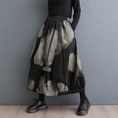 Cotton Plus Size High Waist Vintage Spring Summer Autumn Casual Loose Long Woman Skirt