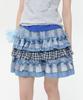 Taibseobiseu Mixed Fabric Tiered Skirt [Blue]