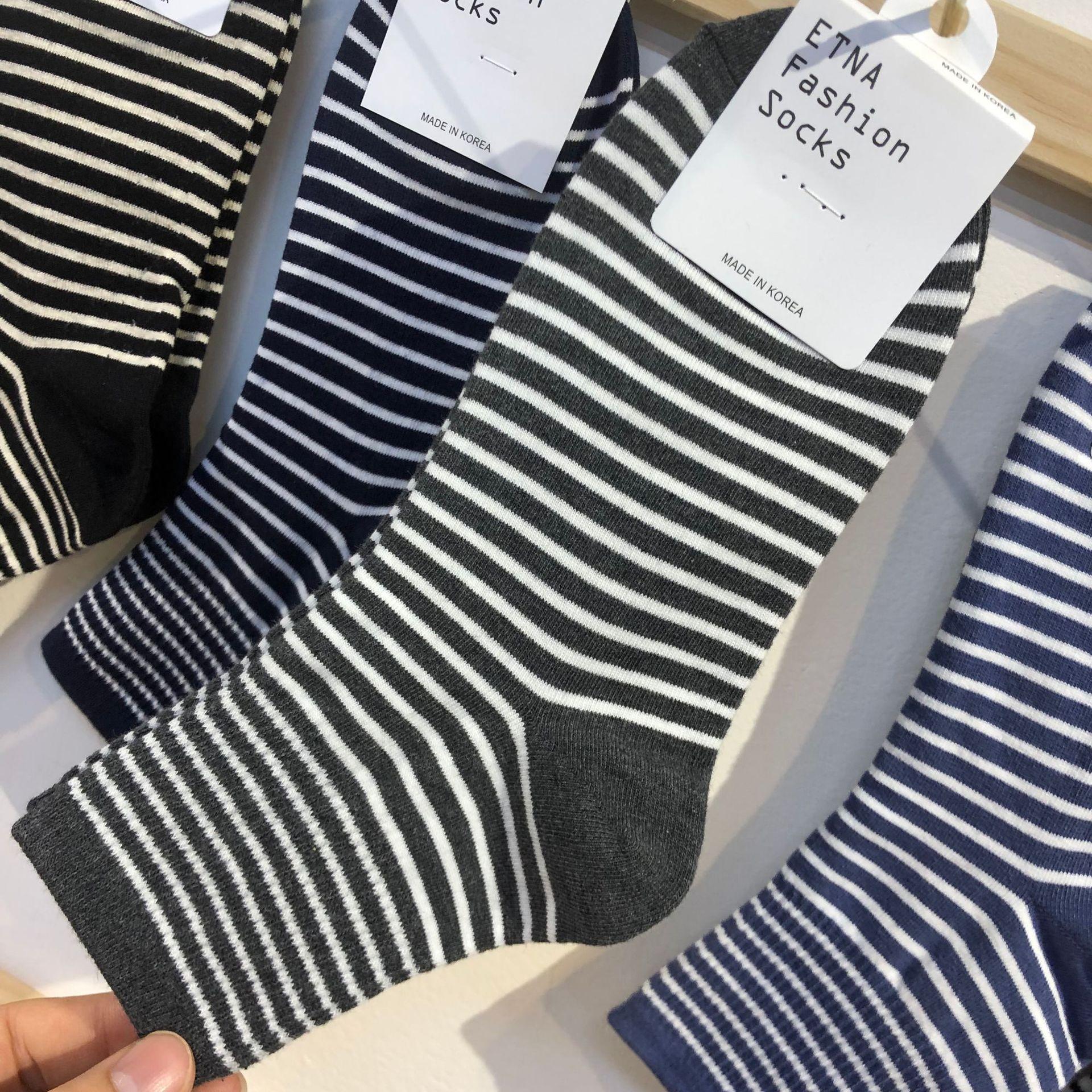 Korean ETNA Ribbed Ankle Socks: College-Style, Mid-Calf Cotton Socks for Girls, Japanese-Inspired, All-Season Wear