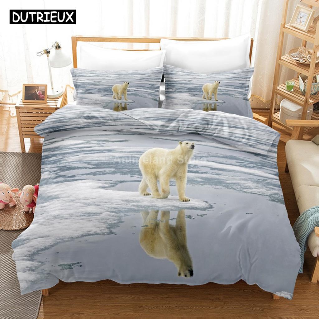 Polar Bear Bedding Set Animal Lovely Quilt Duvet Cover Sets Home Decor Bed Twin Single Queen King Size Fashion Scenery Kawaii