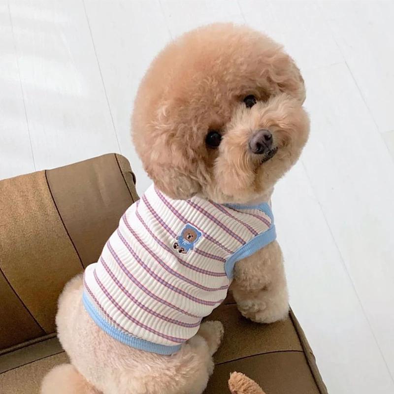 Striped Pet Vest Thin Teddy Bears Pomeranian Yorkshire Small Dog Cats Dogs Clothes Summer Puppy Clothes Dog Cooling Vest