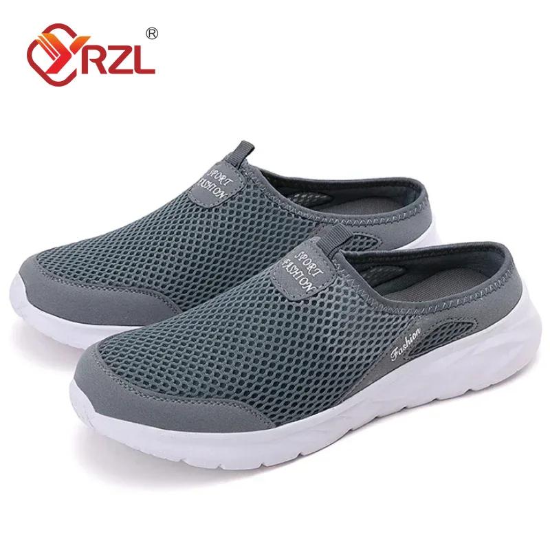 YRZL Men Half Slippers Man Shoes Anti Slip Sneakers Casual Shoes for Man Lightweight Male Flat Slipper Mens Beach Sandals Summer
