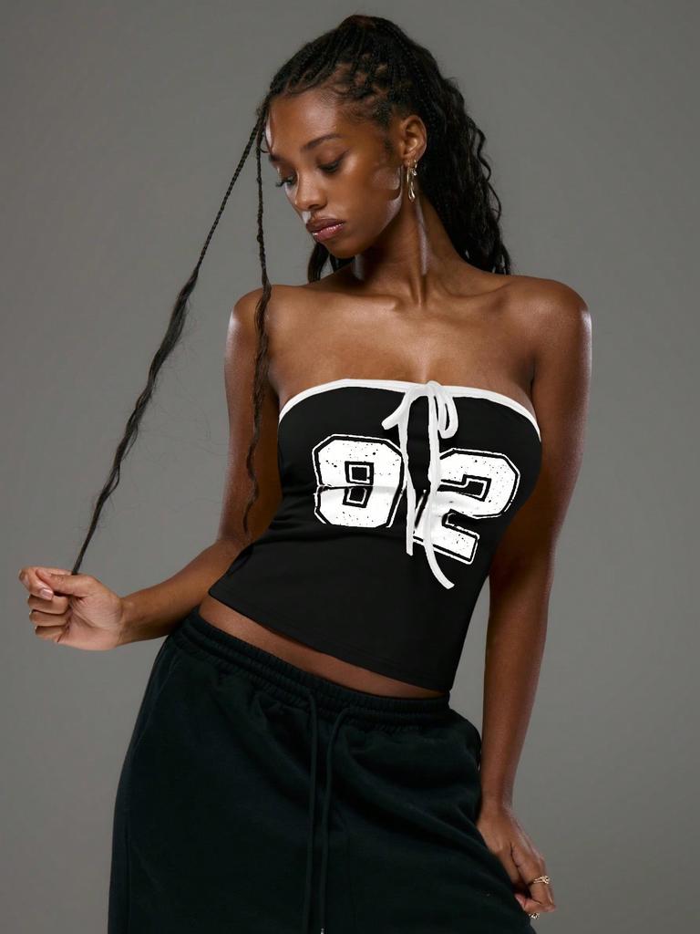 American street personalized tube top design sense digital printing strap short navel vest wholesale