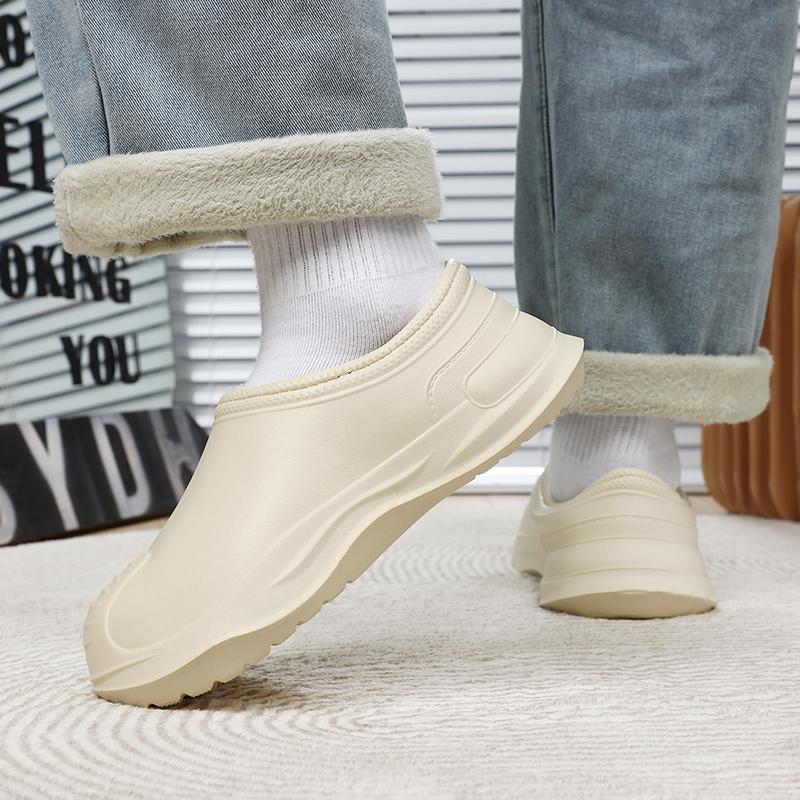 Fashion Platform Height Increase Men Plush Warm Chef Shoes Outdoor Garden Clogs Proffesional Waterproof Oilproof Non-Slip Kitchen Shoes