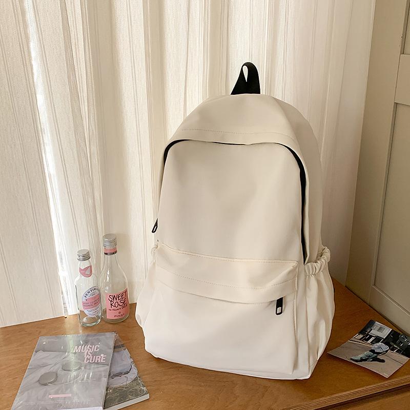 Schoolbag Schoolbag Junior High School Girls High Value Simple Versatile Solid Color College Student Backpack Female Ins High School Backpack