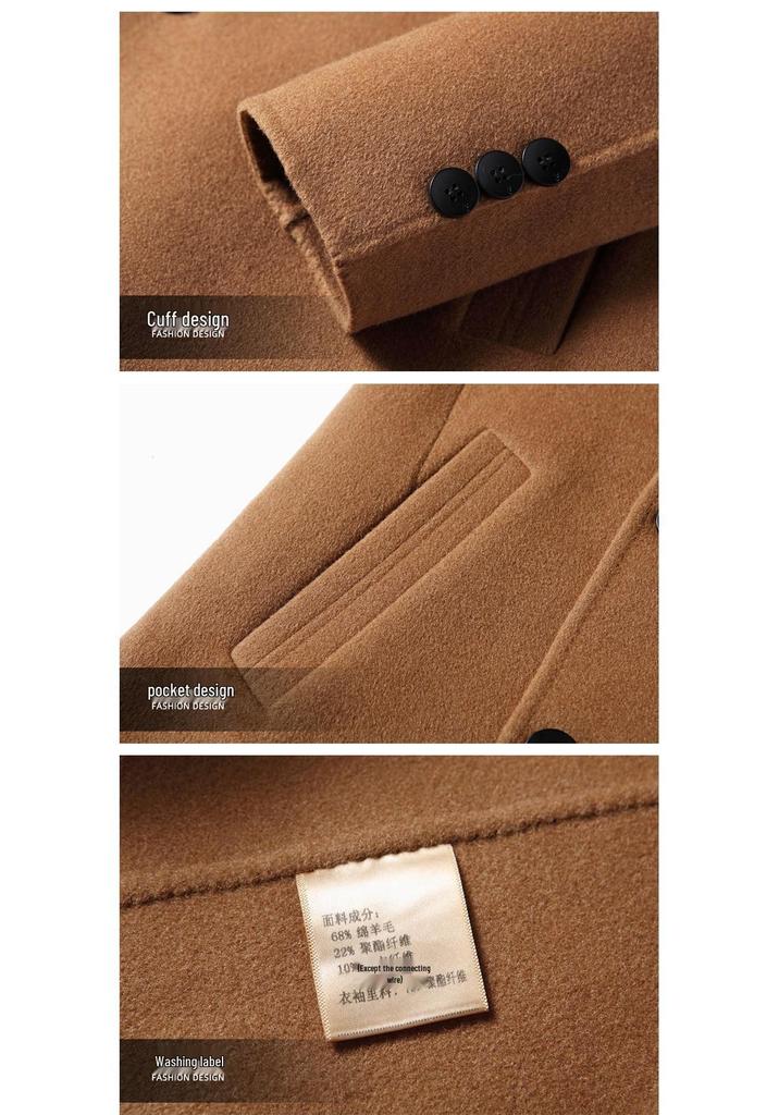 Cappotto di Lana Doppiopetto da Uomo di Media Lunghezza con Collo da Abito - Collezione Autunno/Inverno 2025