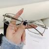 Fashion Small Frame Rectangle Sunglasses Women Retro Cheetah Decoration Clear Ocean Lens UV400 Shades