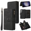 For Samsung Galaxy S24/Galaxy S25 Zipper Wallet Case with 15 Card Slots and Strap Leather Phone Cover