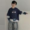 Boys Long Sleeve Fake Two Piece Bottoming T Shirt Korean Style Kids Casual Top