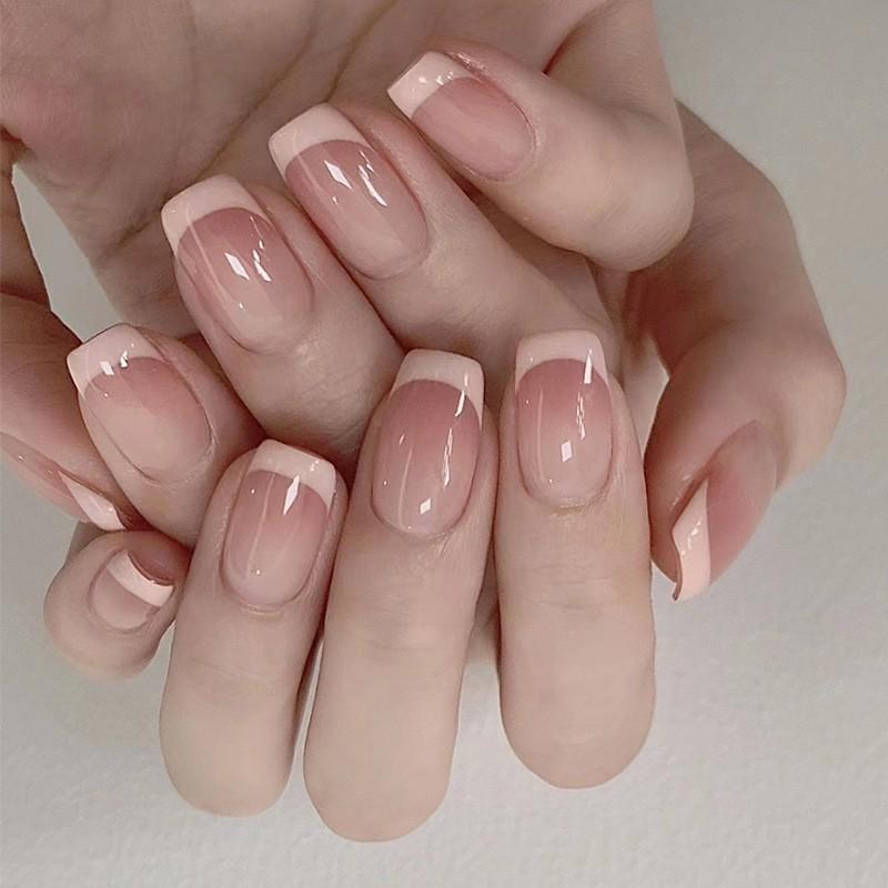 24 Stück Mandel Französische Press-On Nägel Abnehmbar Vollabdeckung Ballerina Falsche Nagelspitzen Für Damen Mädchen