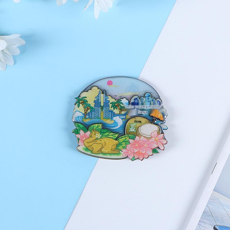 National City Scenic Cartoon Holz-Epoxid-Kühlschrankmagnet