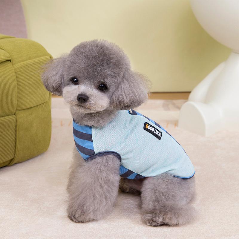 Spring and Summer New Dog Clothes Contrasting Colors Piano Striped Vest Teddy Bear Small Dog Cat Pet Clothes